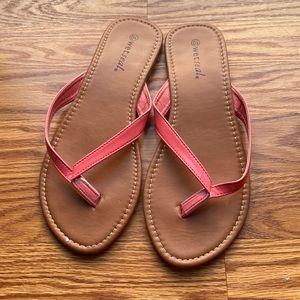 Coral flip flops